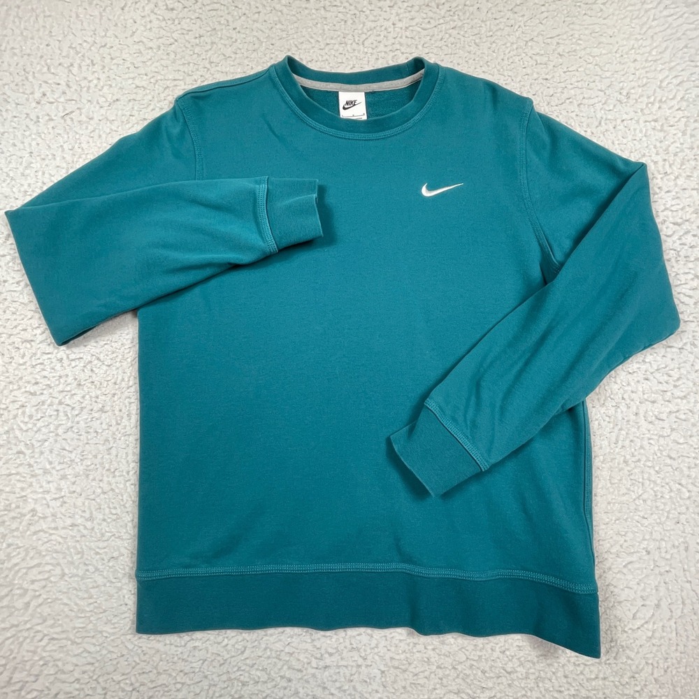 Nike Sweatshirt Mens Large Teal Sportswear Crewneck Embroidered Swoosh Active